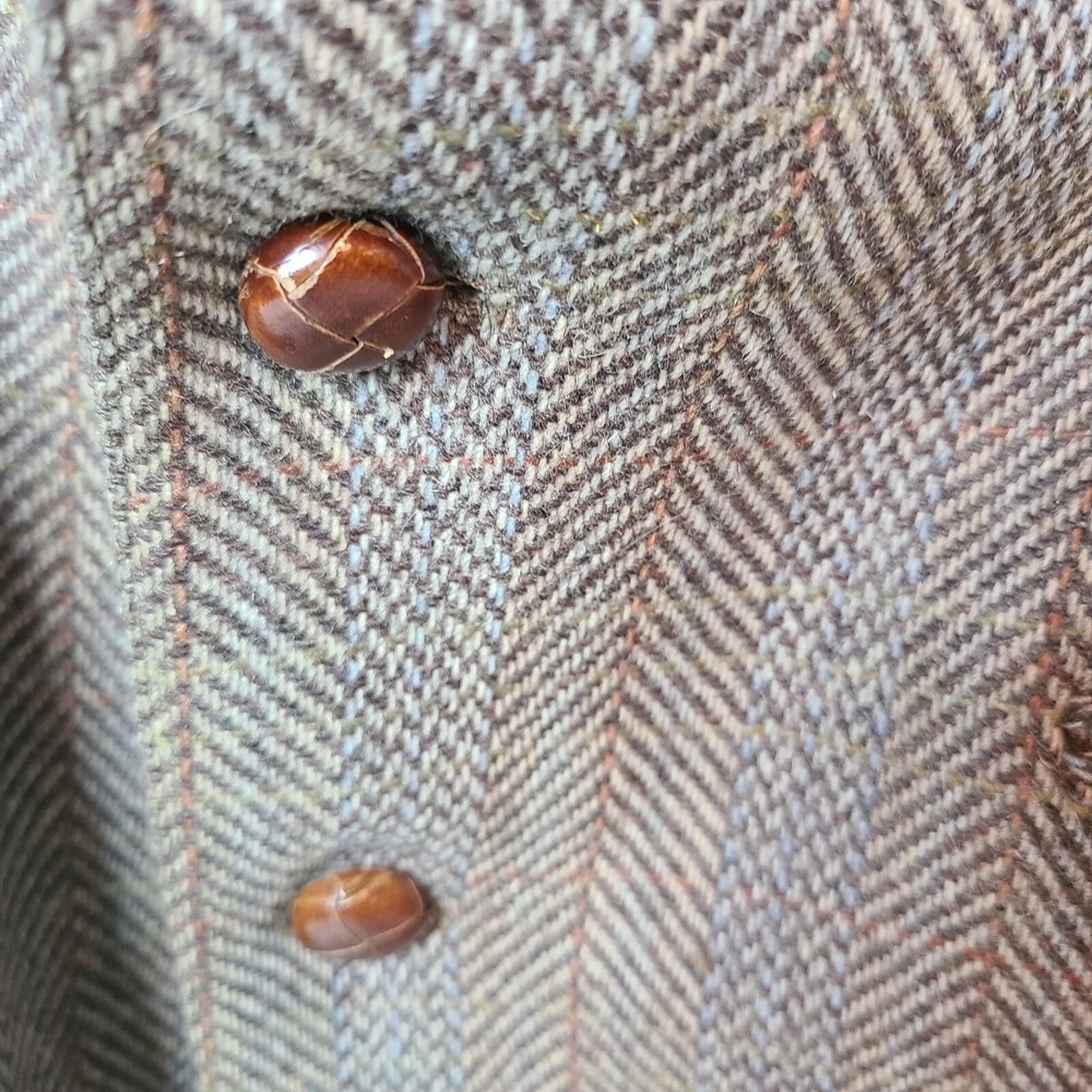 Egon Von Furstenberg Tweed Blazer Leather Buttons 40 Made In Italy - Picture 3 of 13
